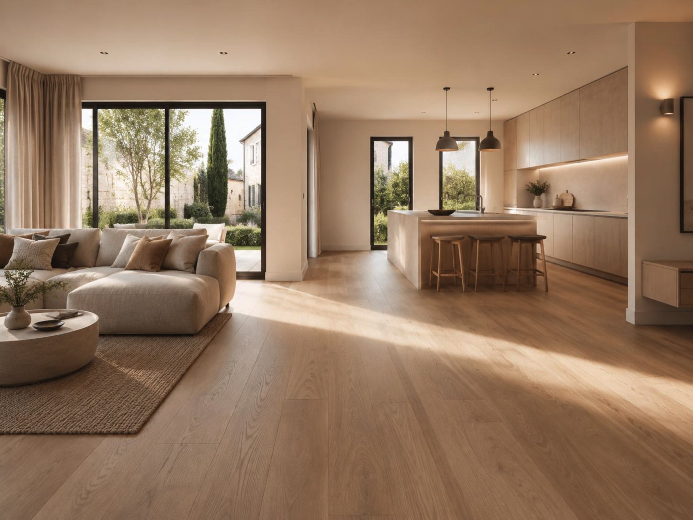 Intérieur chaleureux avec plancher chauffant